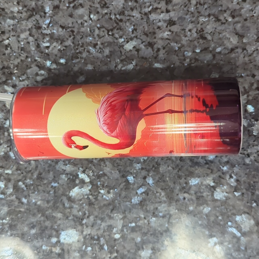 Custom Flamingo Insulated Cup w/Straw